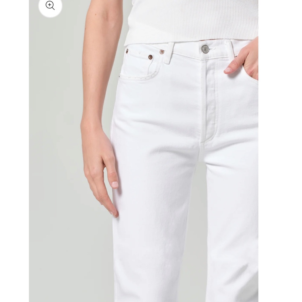 Agolde Riley High Rise Straight Crop Jeans in Sour Cream